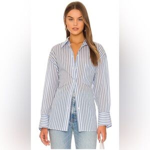 Vince Striped Oversized Shirt Blue White Button Up Size XSmall $295